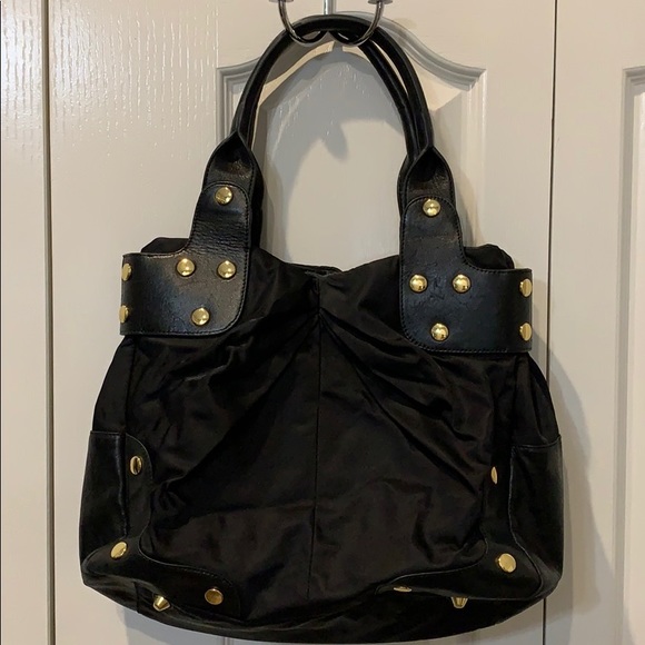 Per Se Handbags - Per Se Black Leather/Nylon Handbag